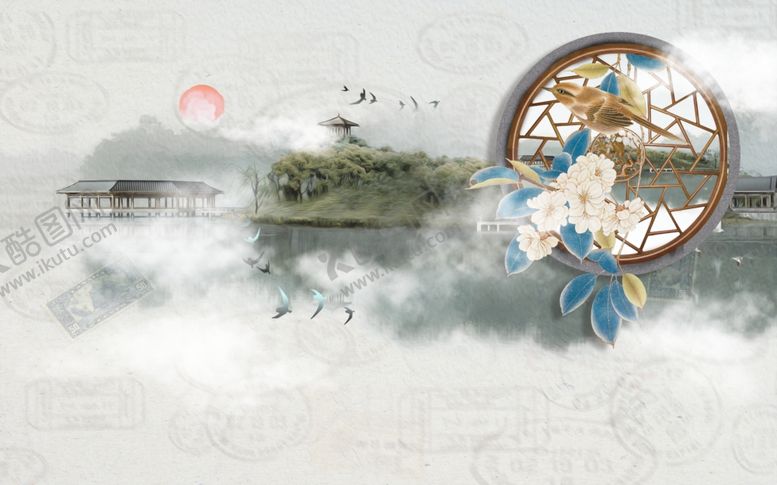 编号：82405605120448425294【酷图网】源文件下载-中国风新中式山水画