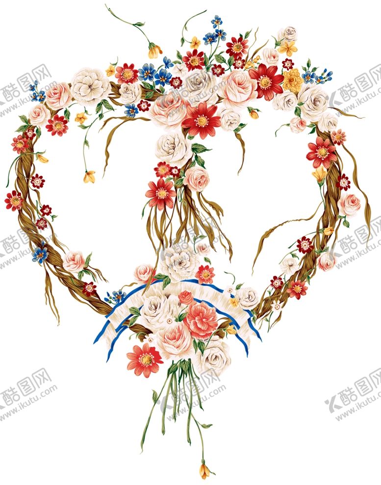 编号：53328103221312076114【酷图网】源文件下载-心形玫瑰花花环