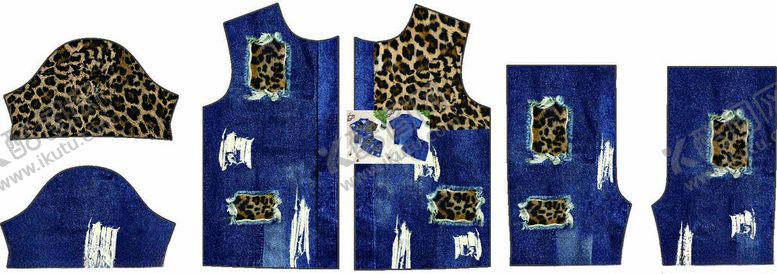 编号：84356004012227017335【酷图网】源文件下载-蓝色豹纹拼接时尚服装部件