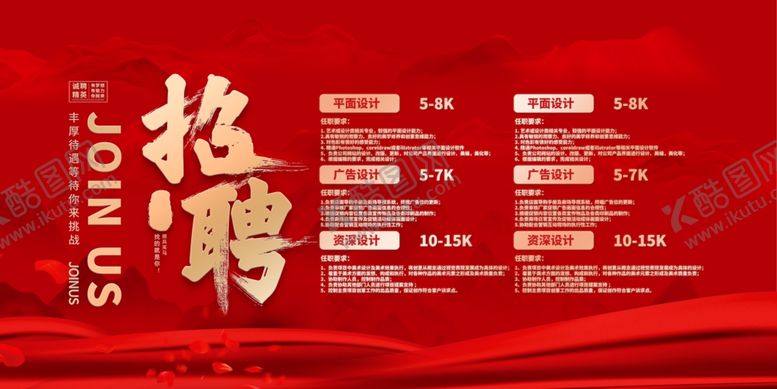 编号：25948104021330033495【酷图网】源文件下载-红色大气企业招聘海报