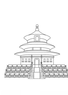 北京寺庙线稿