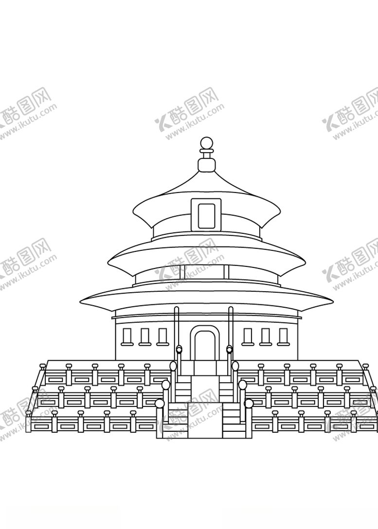 编号：94998507042337008464【酷图网】源文件下载-北京寺庙线稿