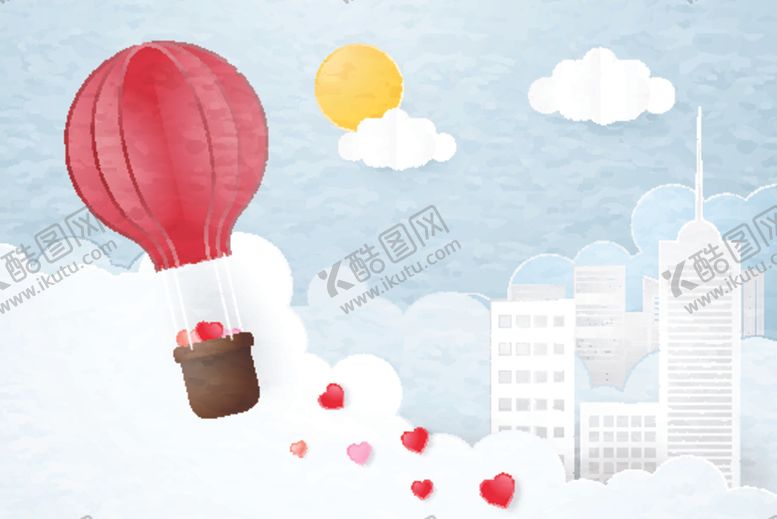 编号：15624210081436251050【酷图网】源文件下载-爱心和热气球