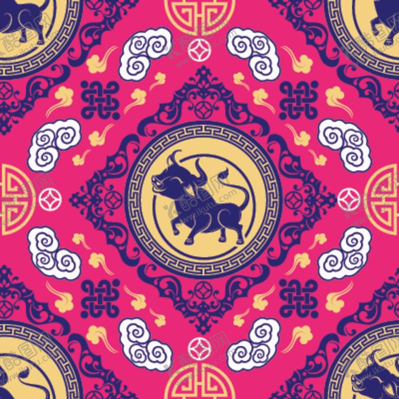 编号：72365109272325447545【酷图网】源文件下载-牛新年展板背景