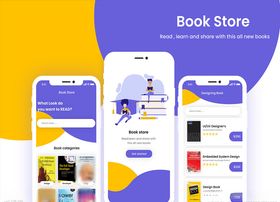 xd图书紫色黄色UI设计首页启
