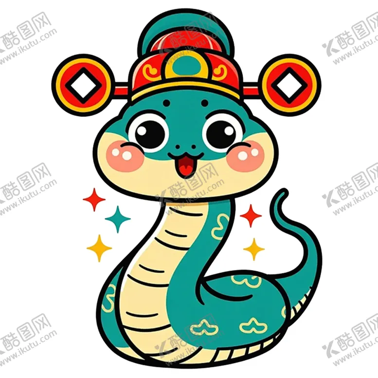 编号：34625201182122168111【酷图网】源文件下载-卡通财神蛇印花图案设计