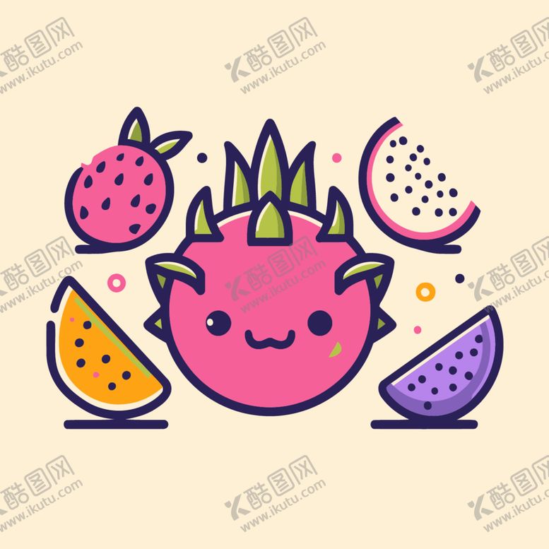 编号：64647212130016089147【酷图网】源文件下载-火龙果扁平插画