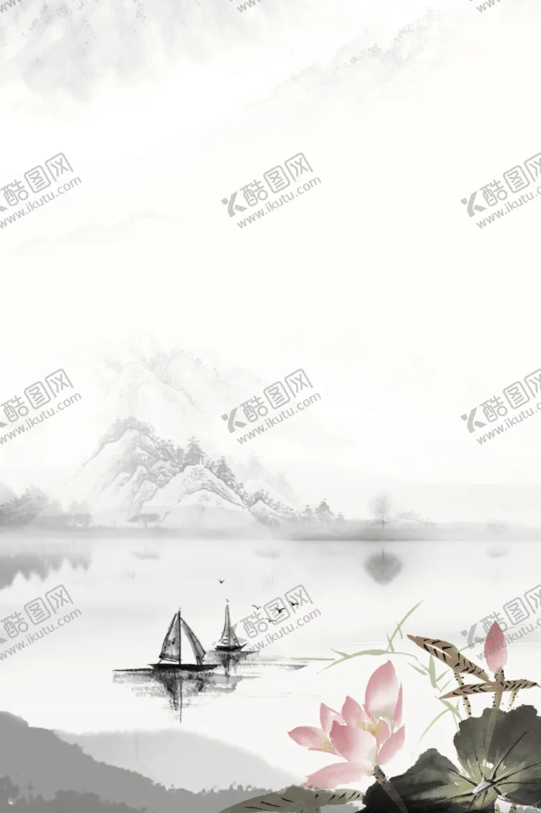 编号：59374809211055087524【酷图网】源文件下载-水墨荷花背景