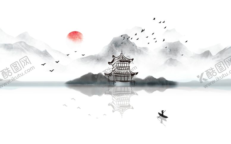 编号：38447611011024598953【酷图网】源文件下载-中式水墨山水客厅电视背景墙