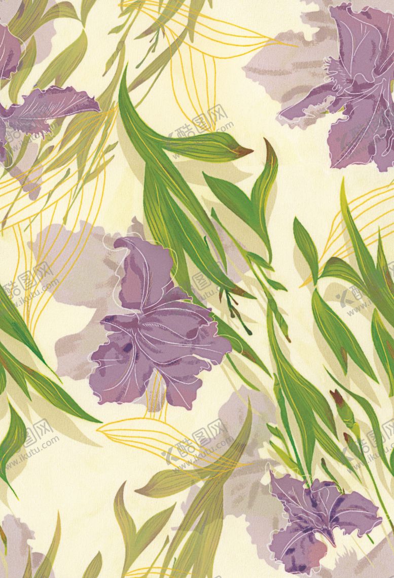 编号：29060704171616418475【酷图网】源文件下载-紫色鸢尾花卉图案背景