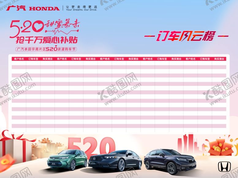 编号：86306201250641365866【酷图网】源文件下载-520订车风云榜
