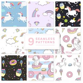梦幻独角兽等卡通图案集合