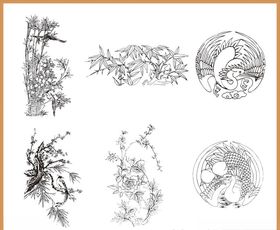 传统花纹线条插画传统素材