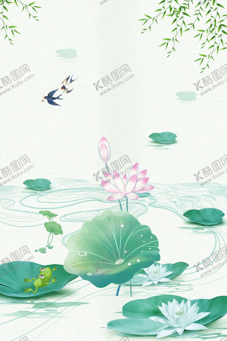 编号：53612409160101549671【酷图网】源文件下载-荷花插画荷塘夏季