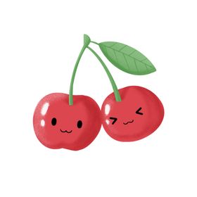 夏季水果樱桃手绘插画素材
