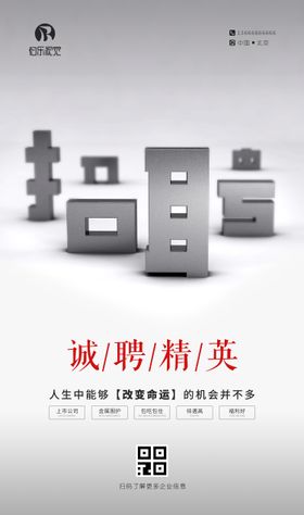 创意简约二维码招聘海报