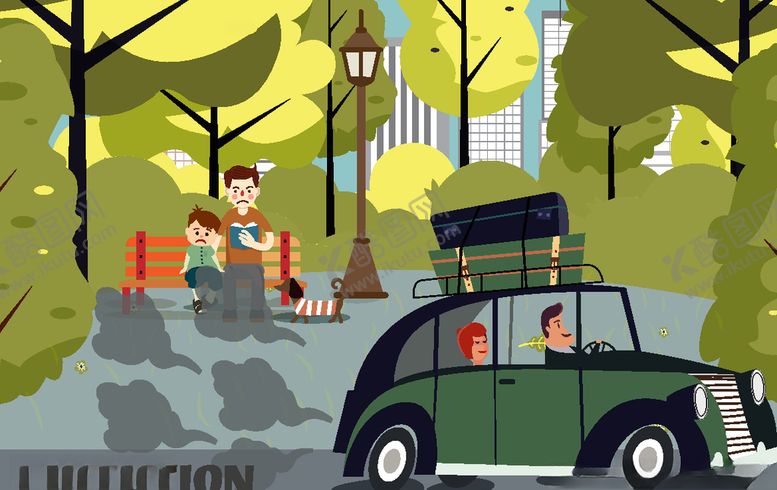 编号：84168109210432324980【酷图网】源文件下载-创意汽车尾气环境污染插画