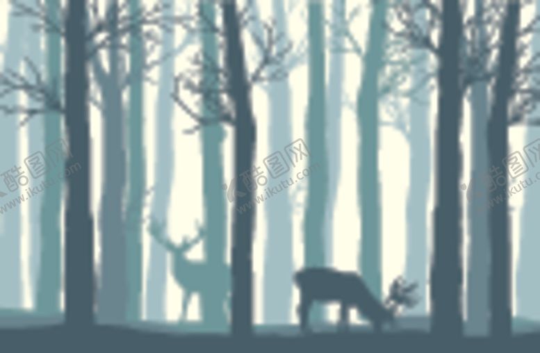 编号：78342809121125418708【酷图网】源文件下载-北欧森林麋鹿装饰画