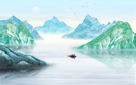 新中式水墨山水背景墙