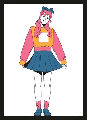手绘时装模特卡通女孩尚女孩摩登女郎