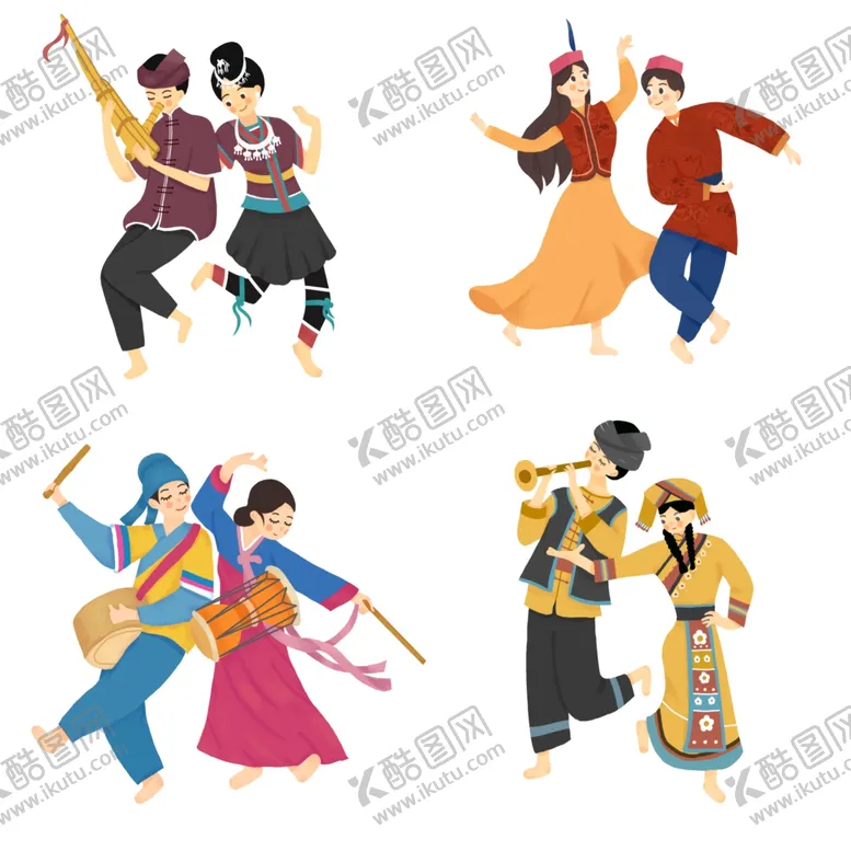 编号：12806401271256002826【酷图网】源文件下载-民族人物手绘