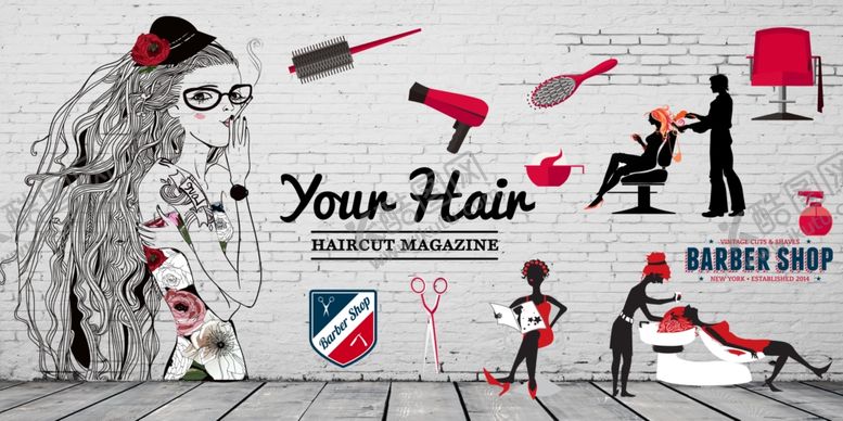 编号：37935009211723093634【酷图网】源文件下载-理发店背景墙