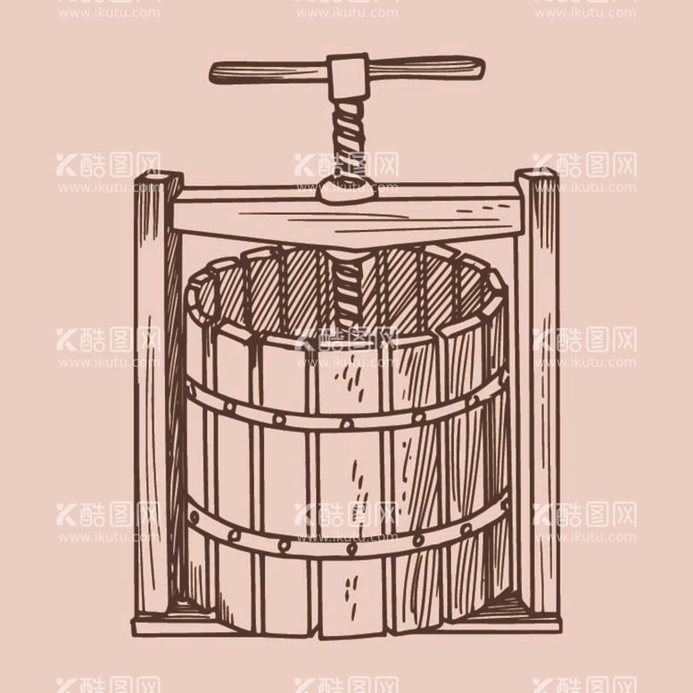编号：26385712040350017491【酷图网】源文件下载-手绘榨汁桶版画