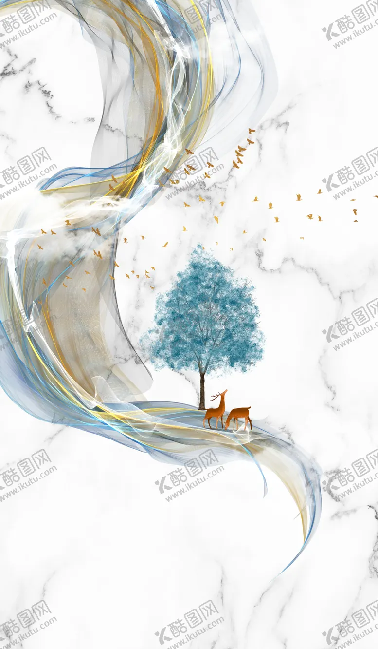 编号：20162401261707476715【酷图网】源文件下载-麋鹿装饰画
