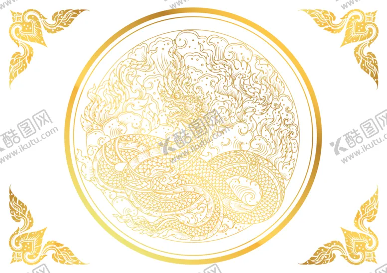 编号：36912403302125397420【酷图网】源文件下载-中国风金色龙元素