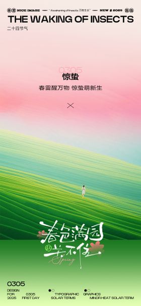 惊蛰海报二十四节气抽象春天