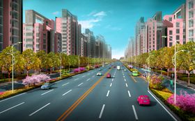 道路绿化景观效果图