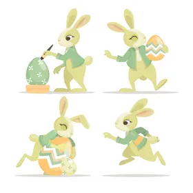 卡通可爱兔子矢量图手绘小