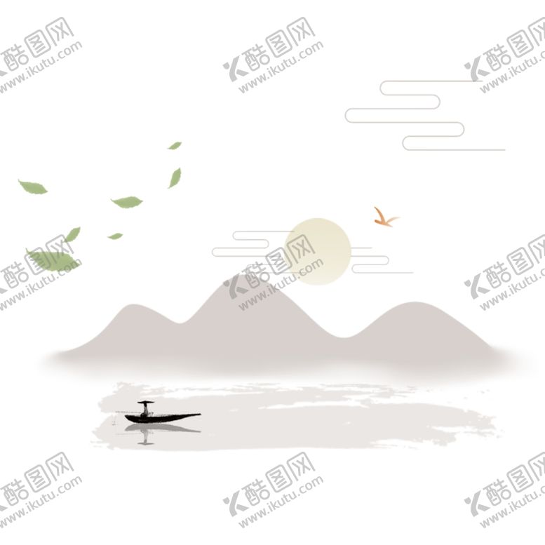 编号：27202307021215195195【酷图网】源文件下载-中国风渐变山河瓜舟垂钓