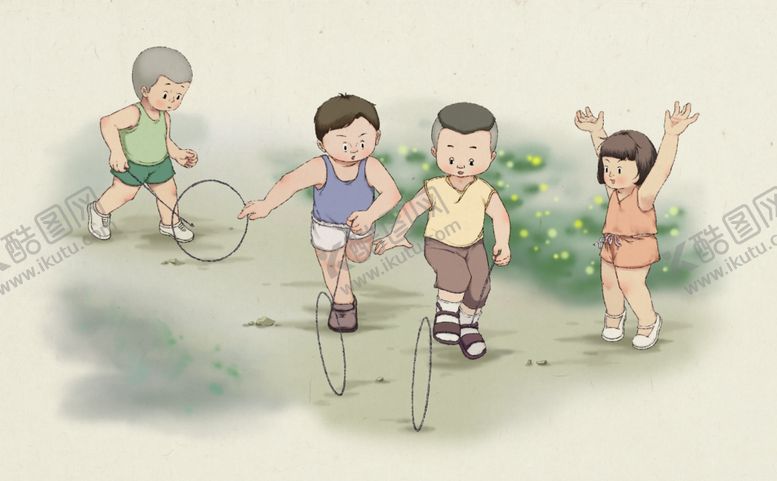 编号：94864909191000121594【酷图网】源文件下载-夏季儿童玩耍清新插画卡通素材