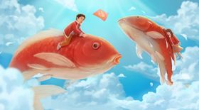 天空大气清新插画卡通背景素材