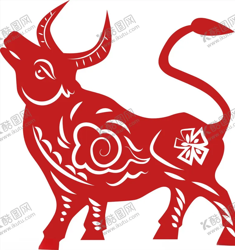 编号：60731604300324537640【酷图网】源文件下载-牛年牛气冲天剪纸