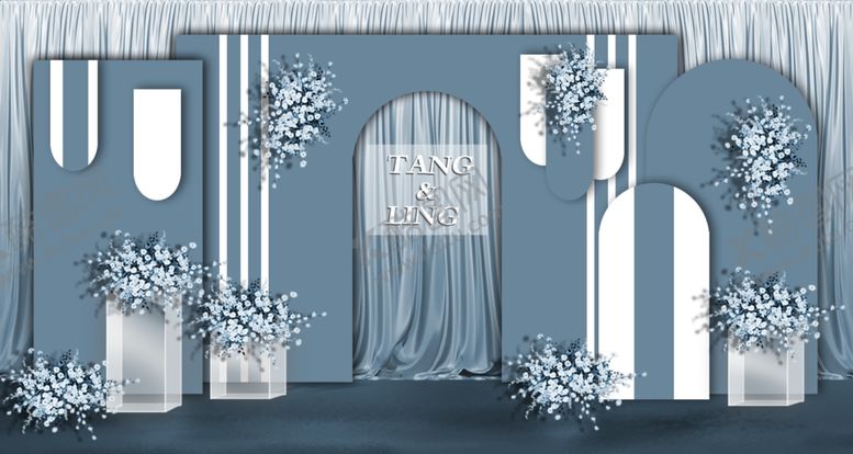 编号：57351210012308396450【酷图网】源文件下载-莫兰迪蓝色婚礼效果图