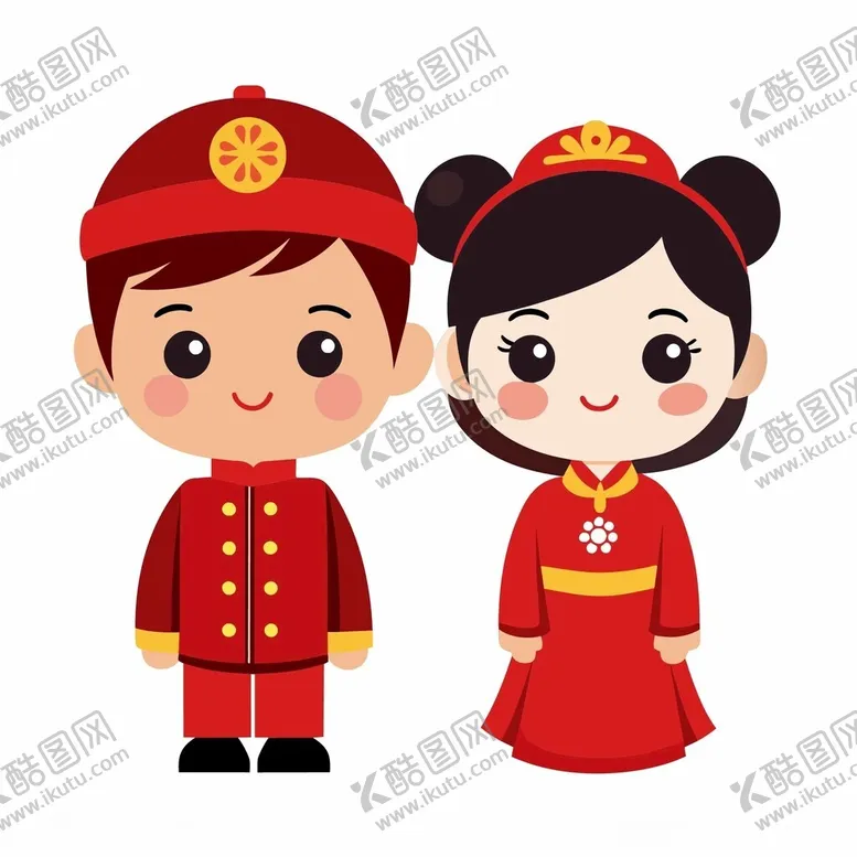 编号：58403102161235557683【酷图网】源文件下载-简约卡通婚礼人物