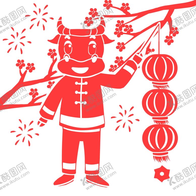 编号：21649004281942248507【酷图网】源文件下载-2021牛年剪纸插画
