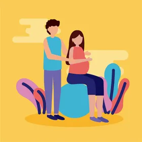 孕妇相关怀期卡通人物妈妈肚