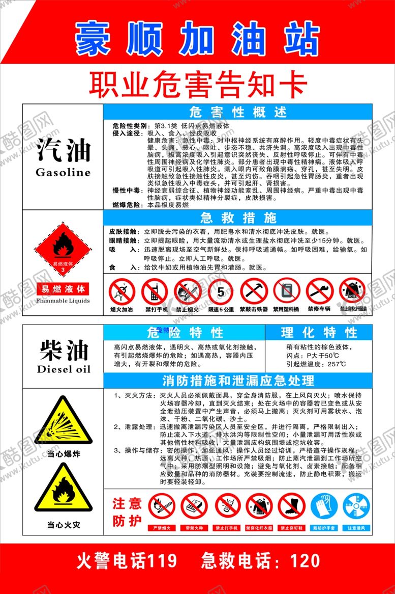 编号：69748109250337345079【酷图网】源文件下载-加油站危害告知卡