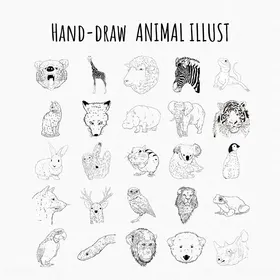 手绘动物头像插画集合