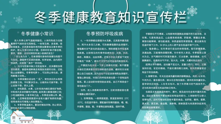 编号：60398305140102302125【酷图网】源文件下载-冬季健康教育知识宣传栏