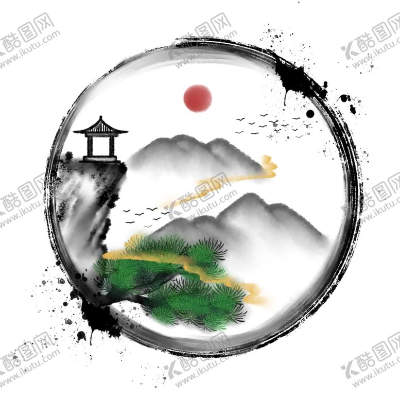 编号：29426305151024178282【酷图网】源文件下载-水墨素材毛笔画素材墨迹素材