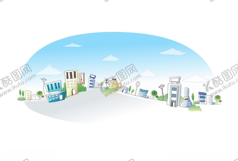 编号：66061610071943157074【酷图网】源文件下载-城市线条风景插画