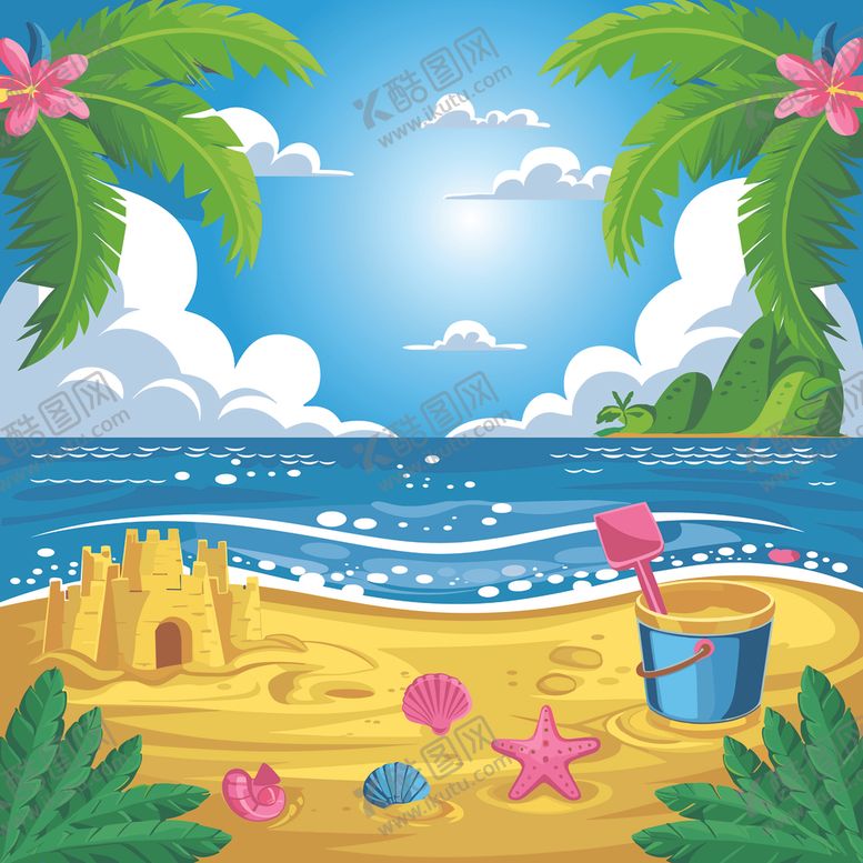 编号：67677611020315556857【酷图网】源文件下载-夏日沙滩插图