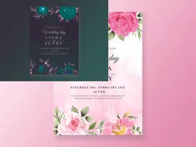 花卉邀请卡背景美丽的生日边界小册子
