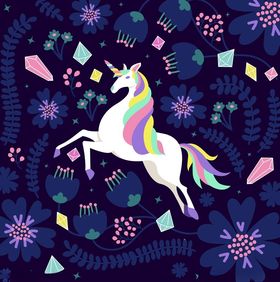 梦幻独角兽在繁花中起舞