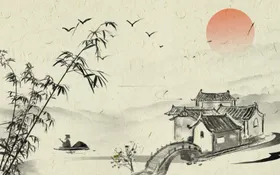 水墨山水背景中式新中式