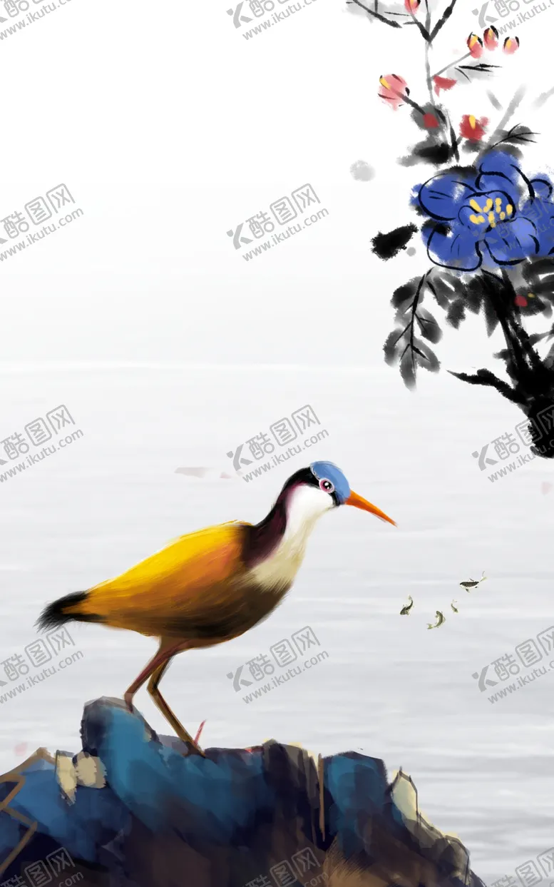 编号：57967703290508467393【酷图网】源文件下载-新中式花鸟竖版装饰画